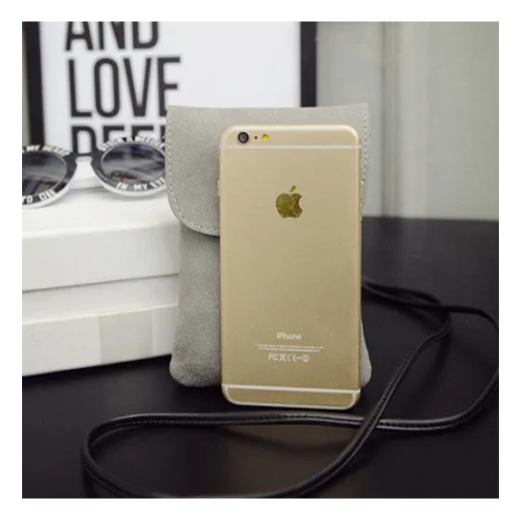 Vintage Crossbody Phone Bag – Matte Leather Mini Purse with Adjustable Strap